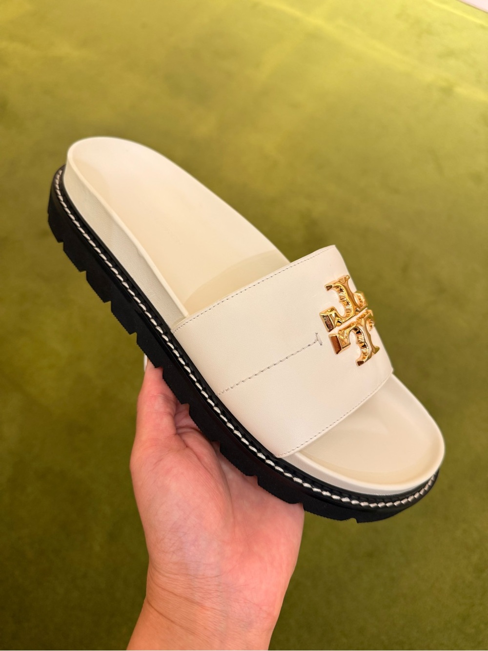 Tory Burch Everly Anatomic Lug Sandals, New Ivory / Perfect Black - Picture 8 of 16